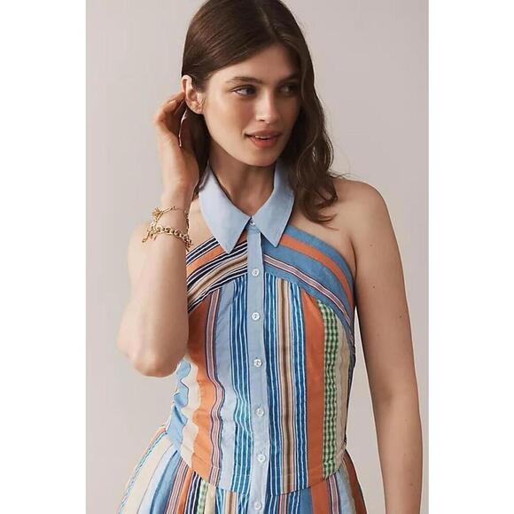 Maeve Collared Halter Neck Colorblock Fit & Flare Shirt Dress Size 4 US / 8 UK - Picture 3 of 3